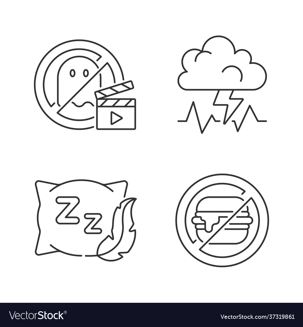 Causes for bad sleep linear icons set