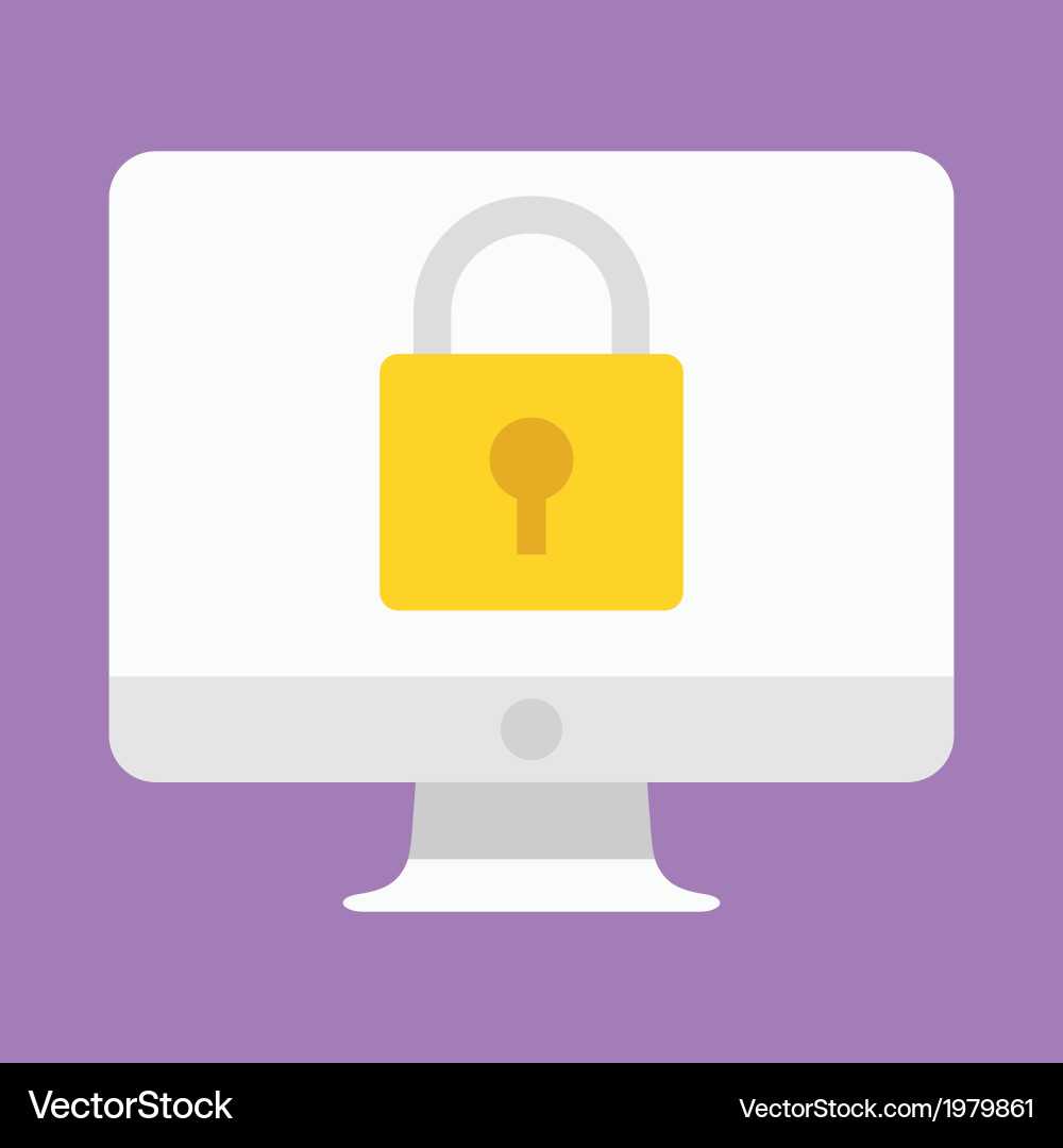 Computer display security icon Royalty Free Vector Image