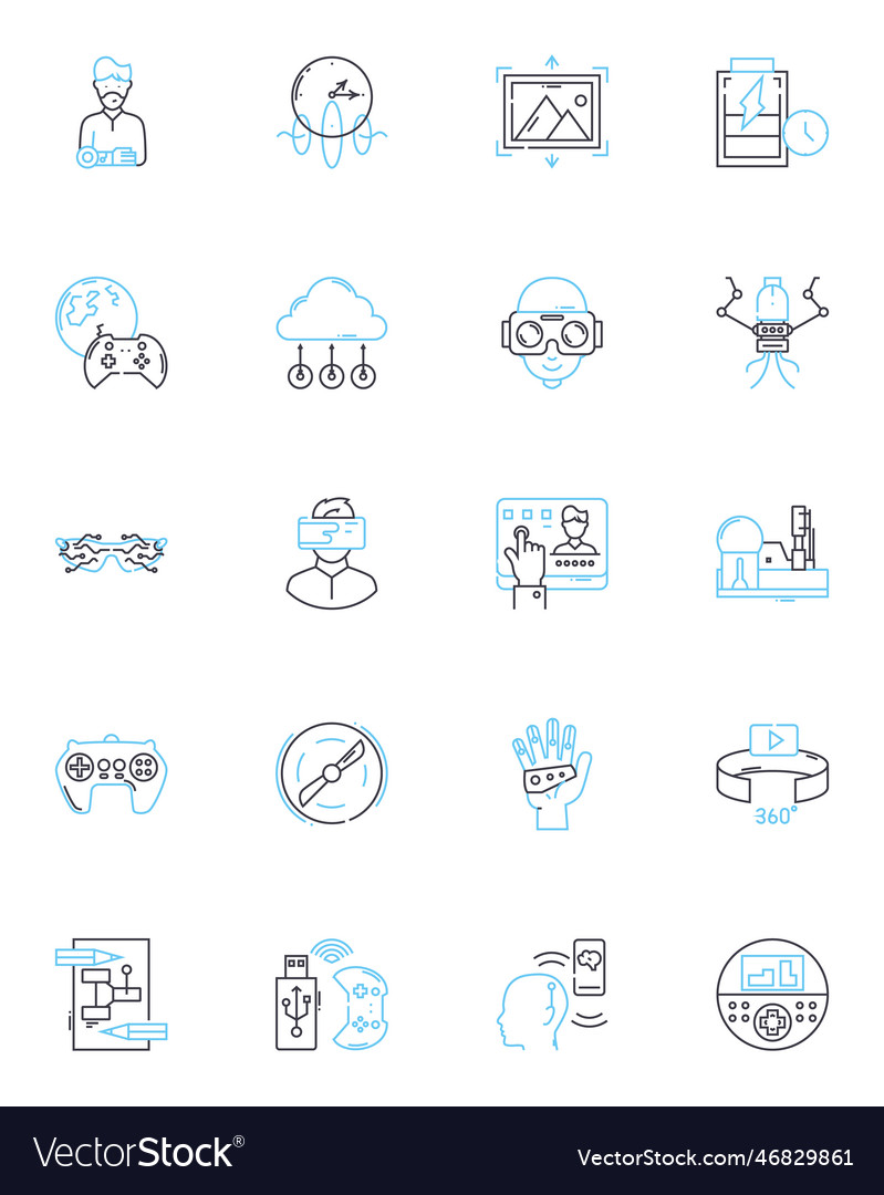 Data development linear icons set integration vector image Data development linear icons set integration