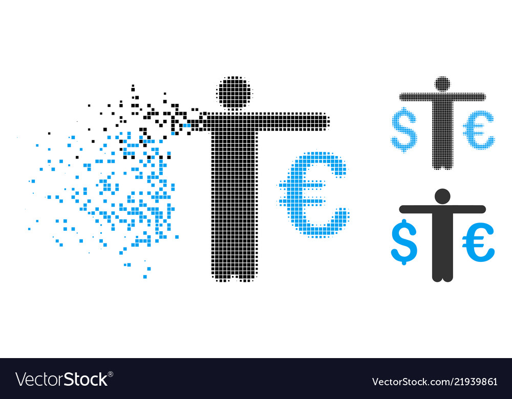 Disappearing dotted halftone currency trader icon Vector Image Disappearing dotted halftone currency trader icon