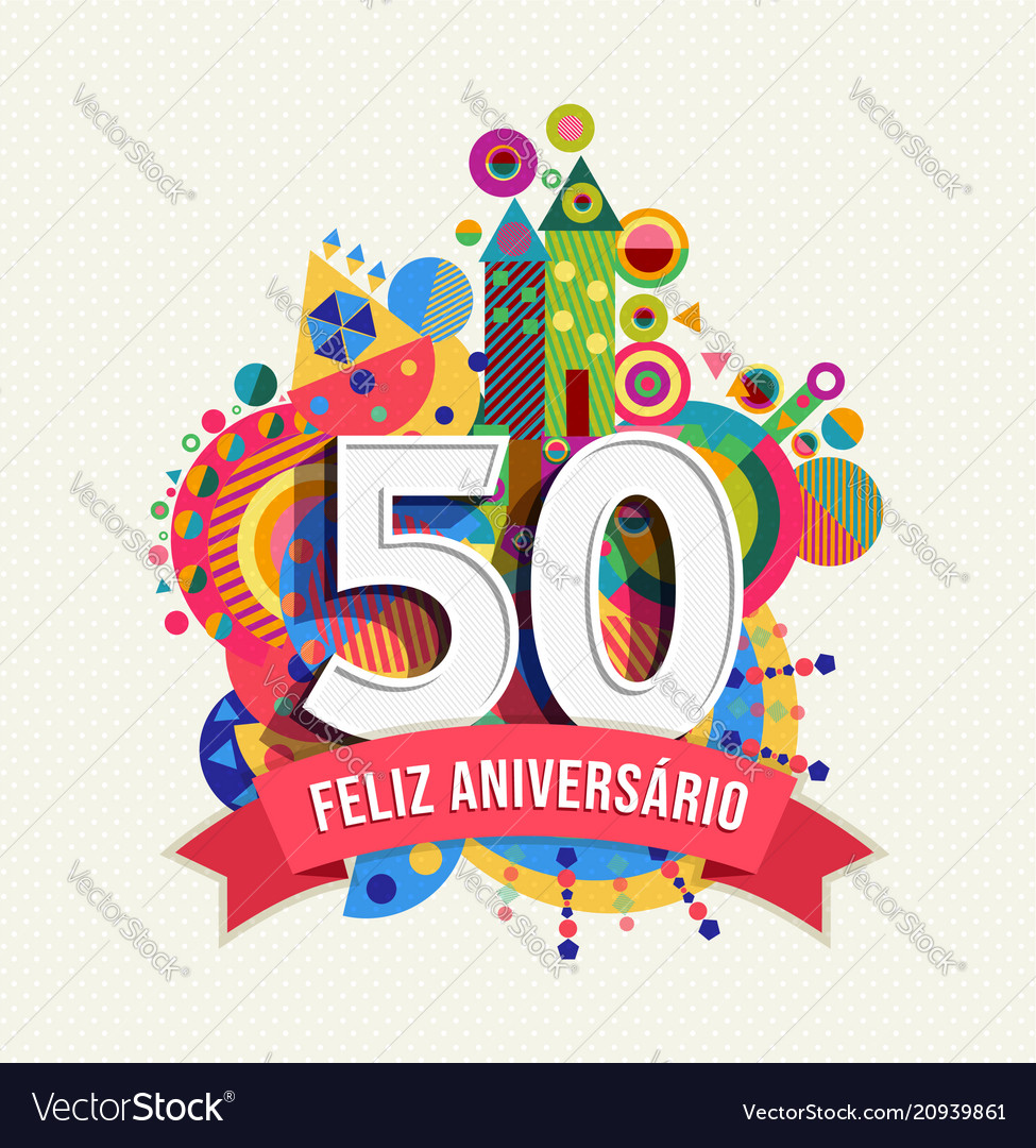 Happy birthday 50 year portuguese greeting card