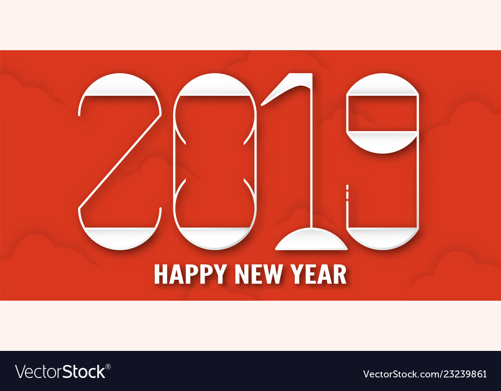 Happy new year 2019 with shodow of cloud on red