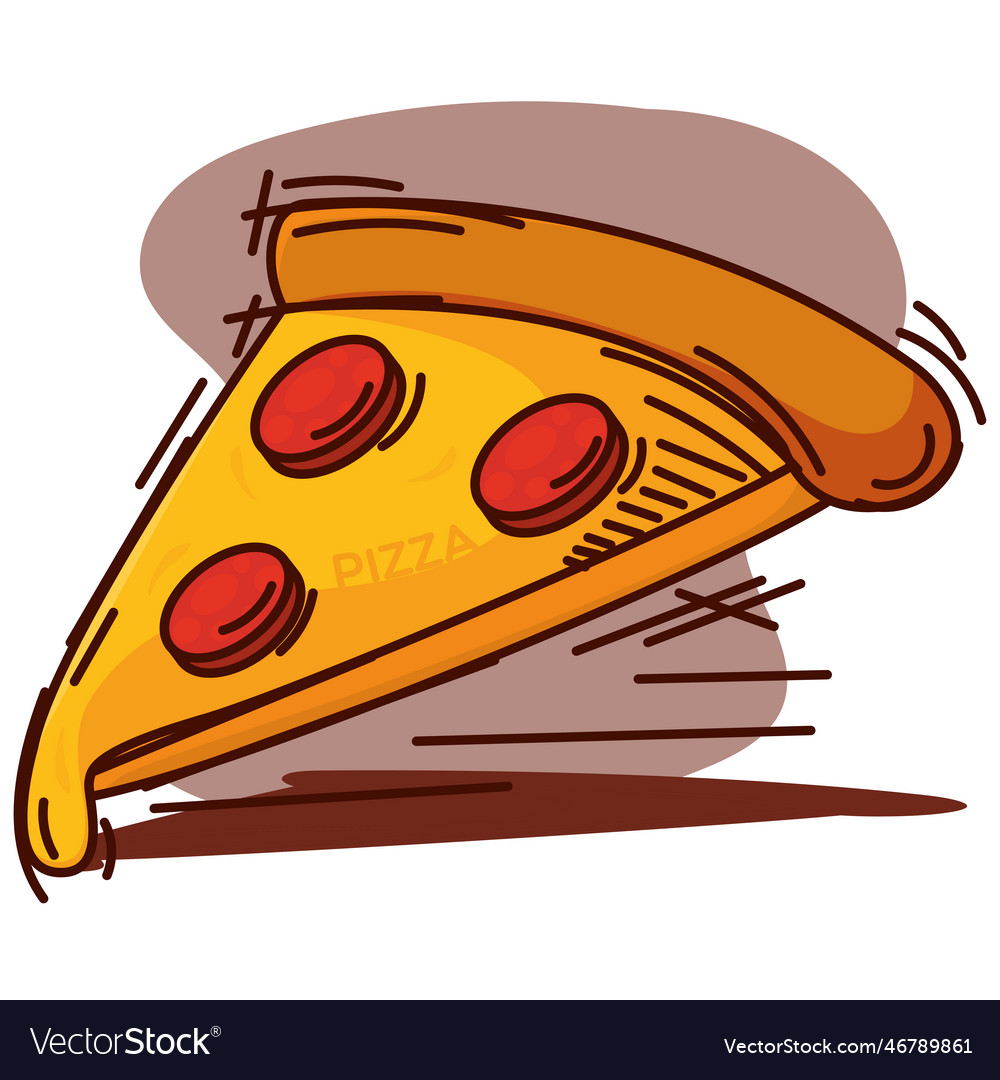 Isolated retro slice of pizza sketch image
