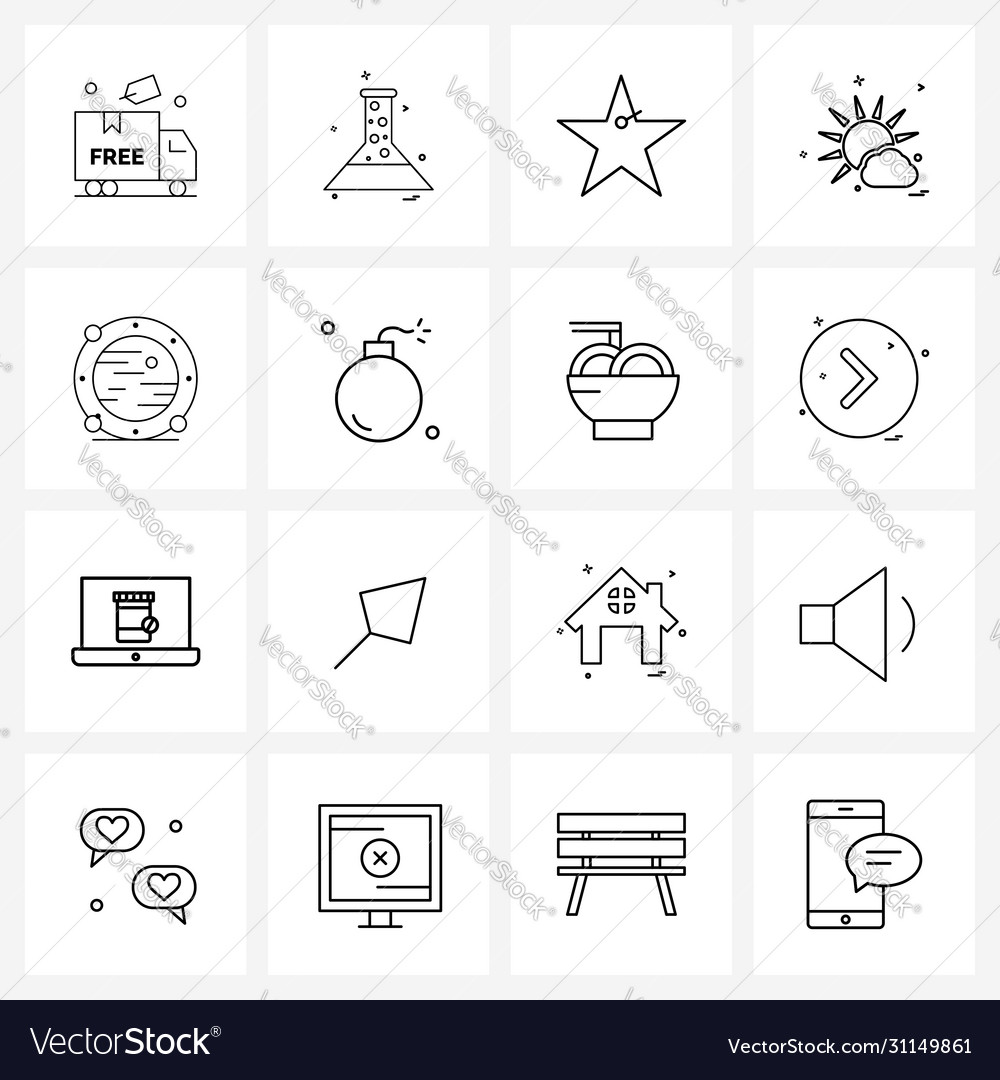 Isolated symbols set 16 simple line icons
