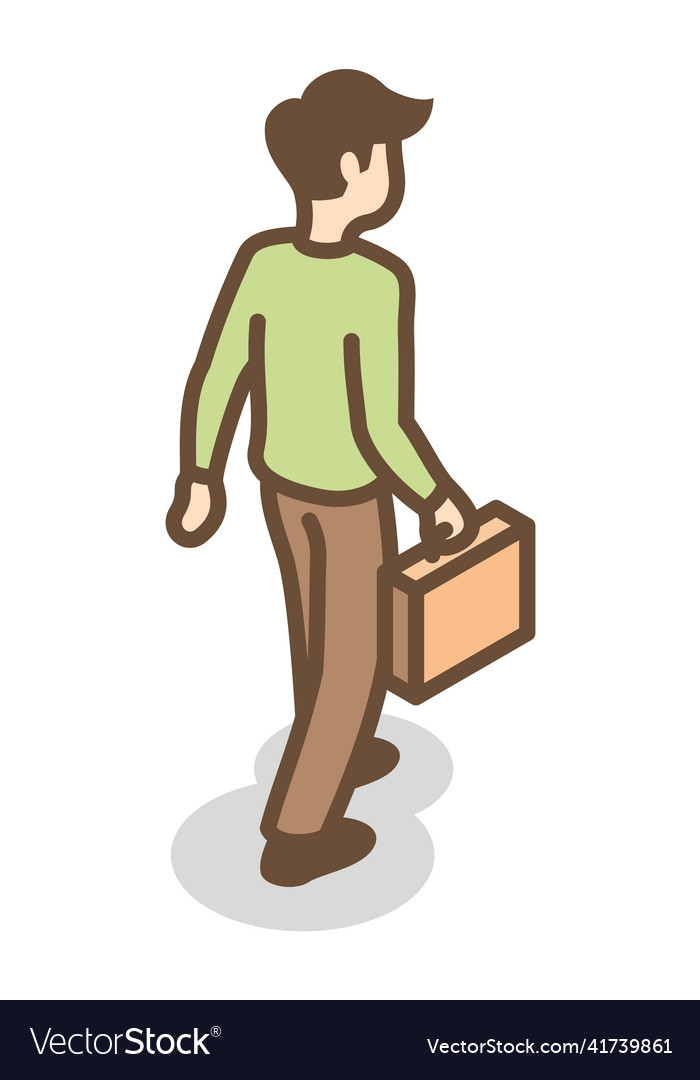 Man walking with briefcase isometric character vector image Man walking with briefcase isometric character