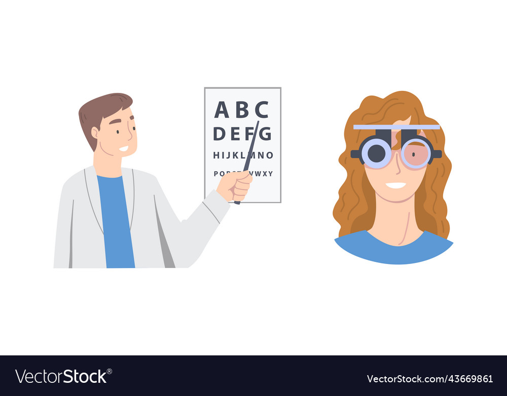 Ophthalmology diagnostics doctor ophthalmologist vector image Ophthalmology diagnostics doctor ophthalmologist