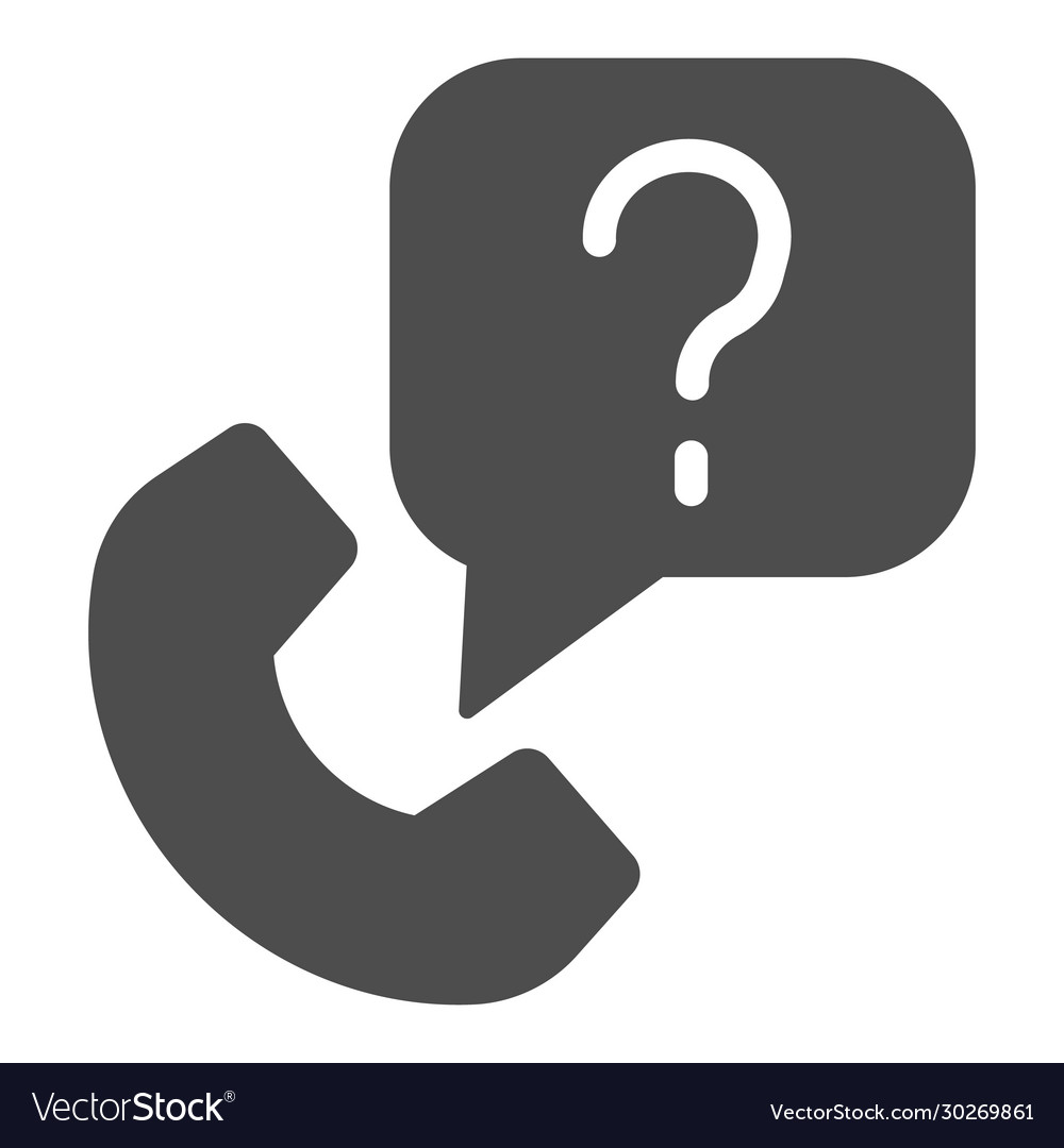 Phone and question dialogue solid icon ask