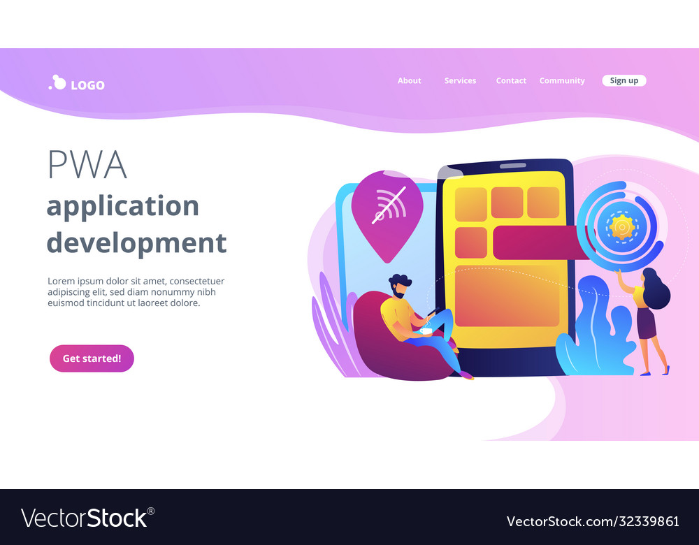 Progressive web app concept landing page vector image Progressive web app concept landing page