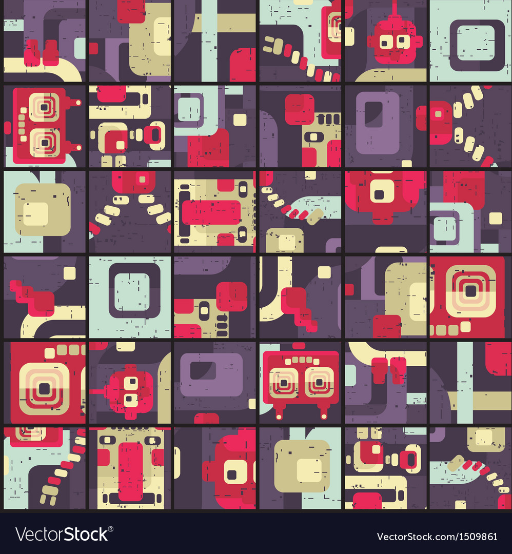 Retro Robot Puzzle Pattern