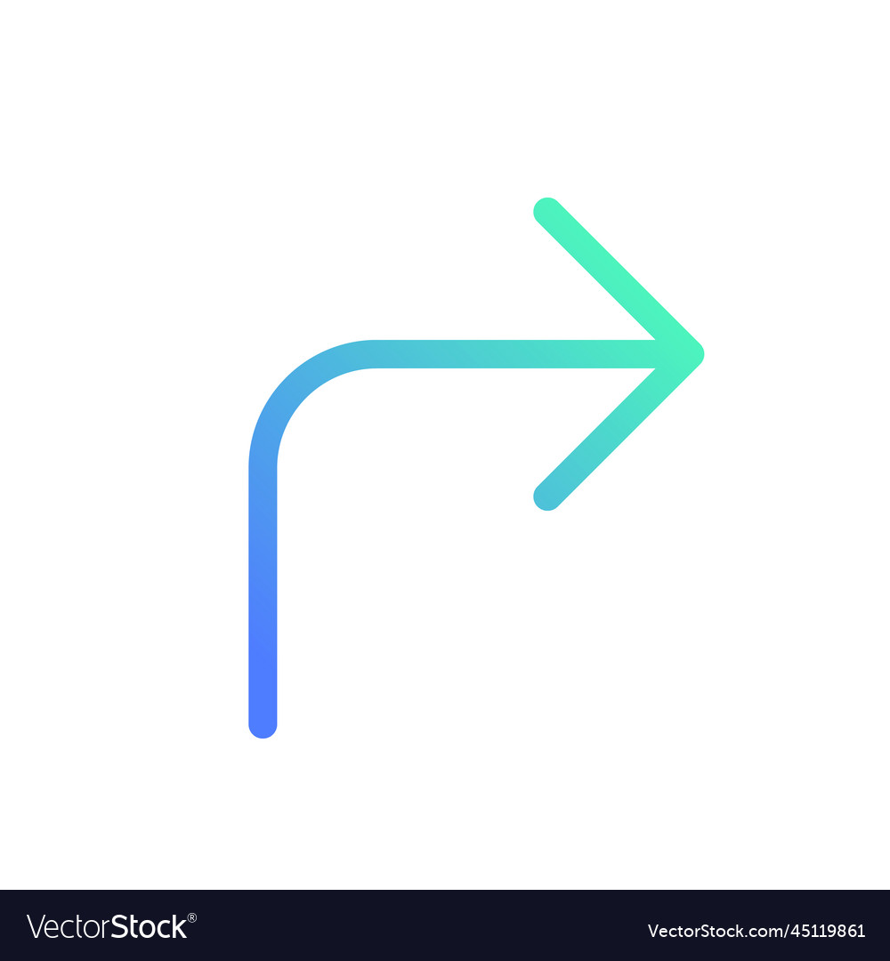 Right turn arrow pixel perfect gradient linear ui vector image Right turn arrow pixel perfect gradient linear ui