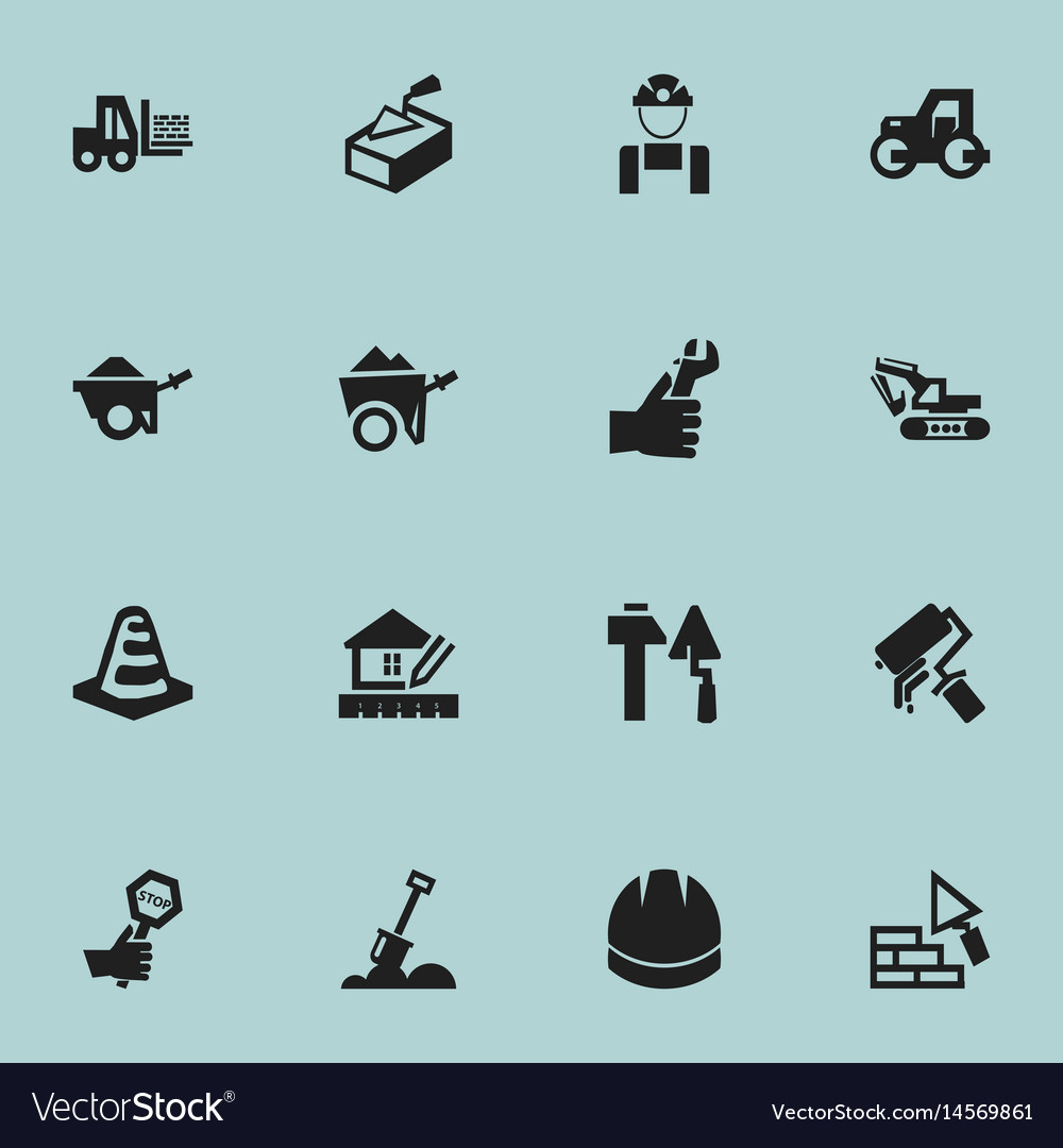 Set of 16 editable structure icons includes