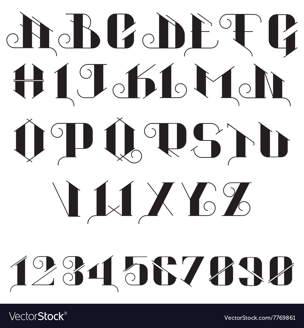 Set of letters and numbers Royalty Free Vector Image