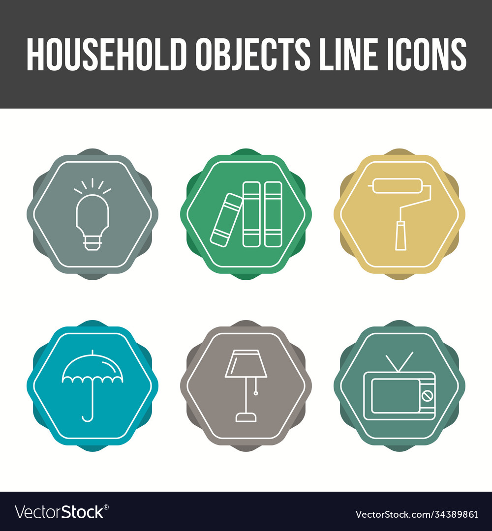 Unique household objects icon set