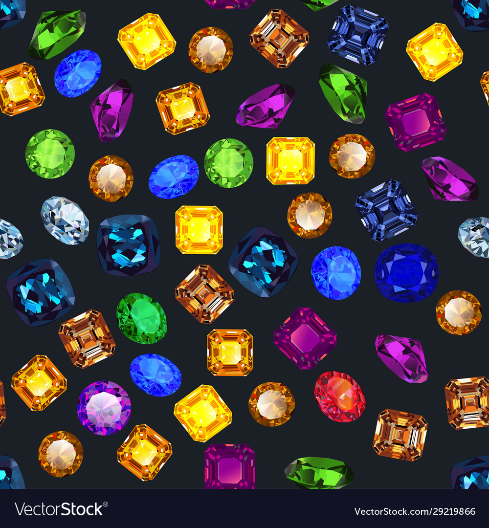 Background seamless shiny gems different cuts