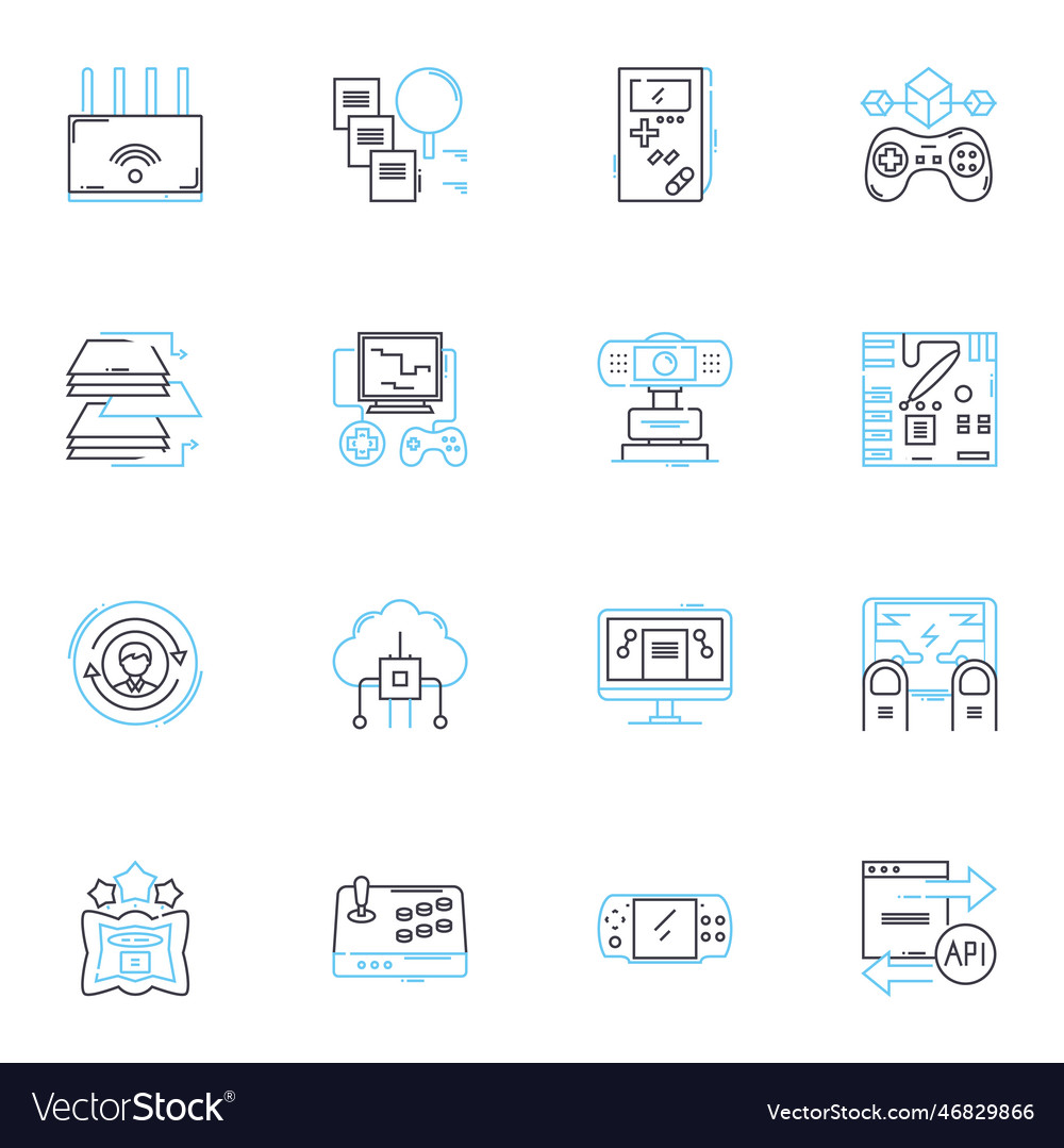 Computer Hardware lineare Icons Set Prozessor