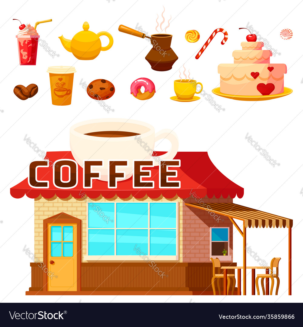 Dessert coffeeshop infographic composition