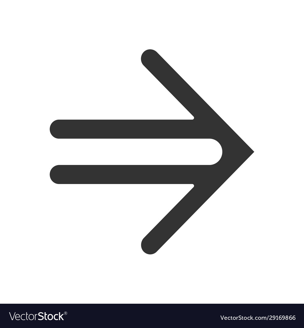 Double-lined arrow glyph icon indicating sign Vector Image