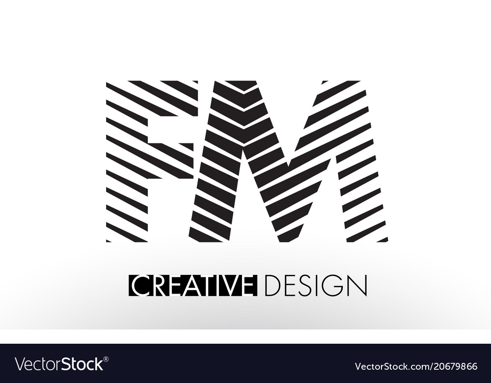 Fm f m lines letter design with creative elegant