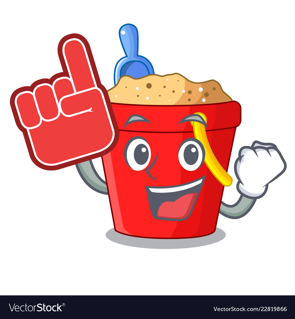 Foam finger beach bucket in string shape mascot