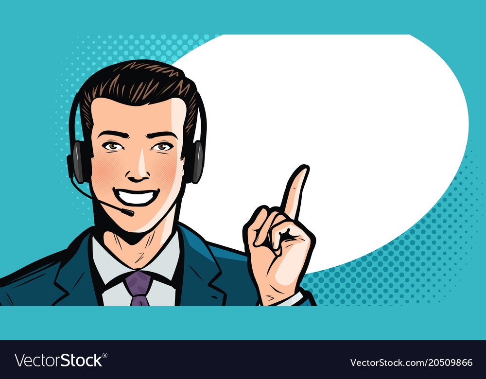 Man in business suit or businessman with headset Vector Image