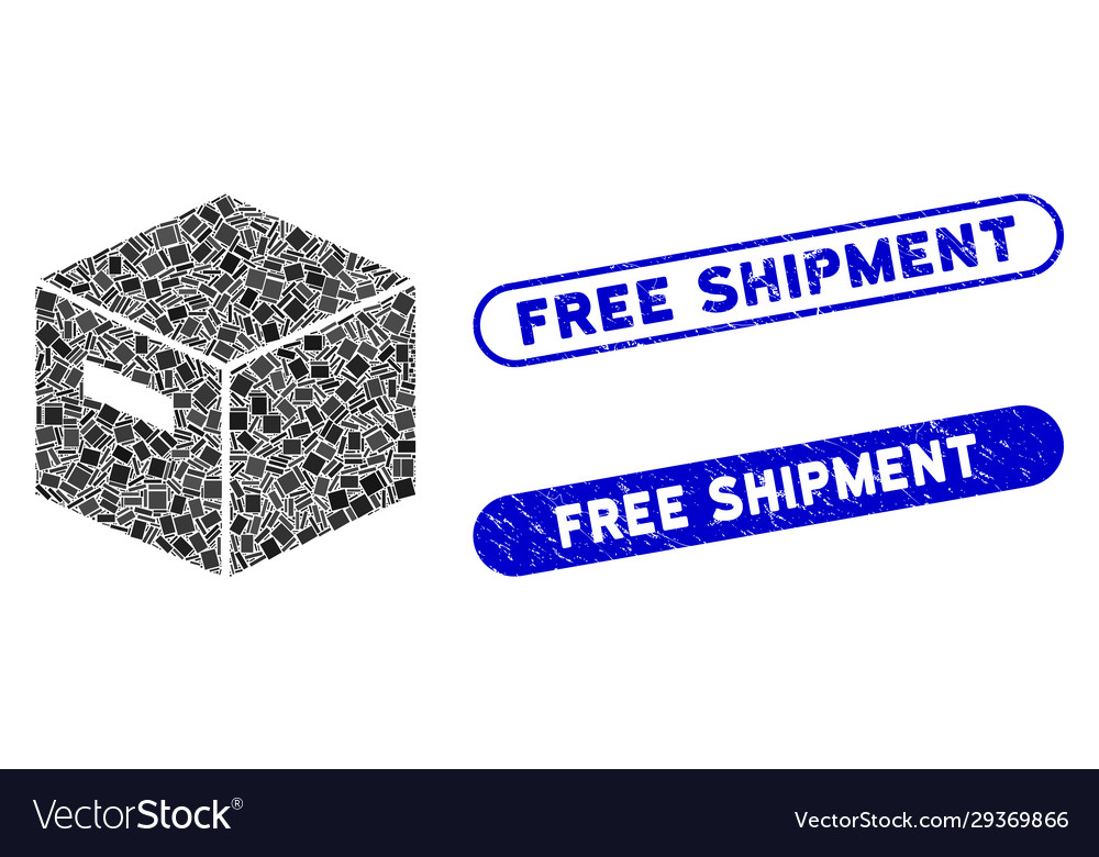 Mosaic goods box icon with coronavirus distress vector image Mosaic goods box icon with coronavirus distress
