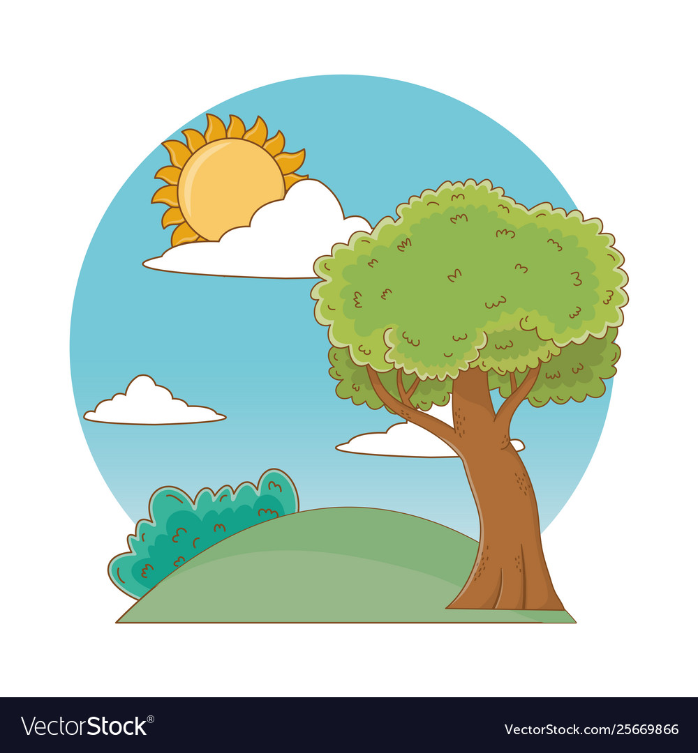 Nature outdoor tree environment cartoon Royalty Free Vector