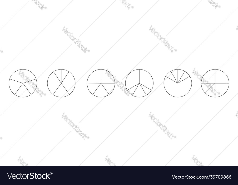 Outline circles divided in 5 segments pie