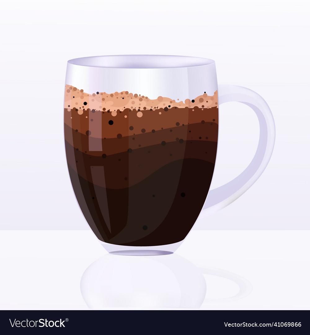 Realistic coffee glass hot american drink