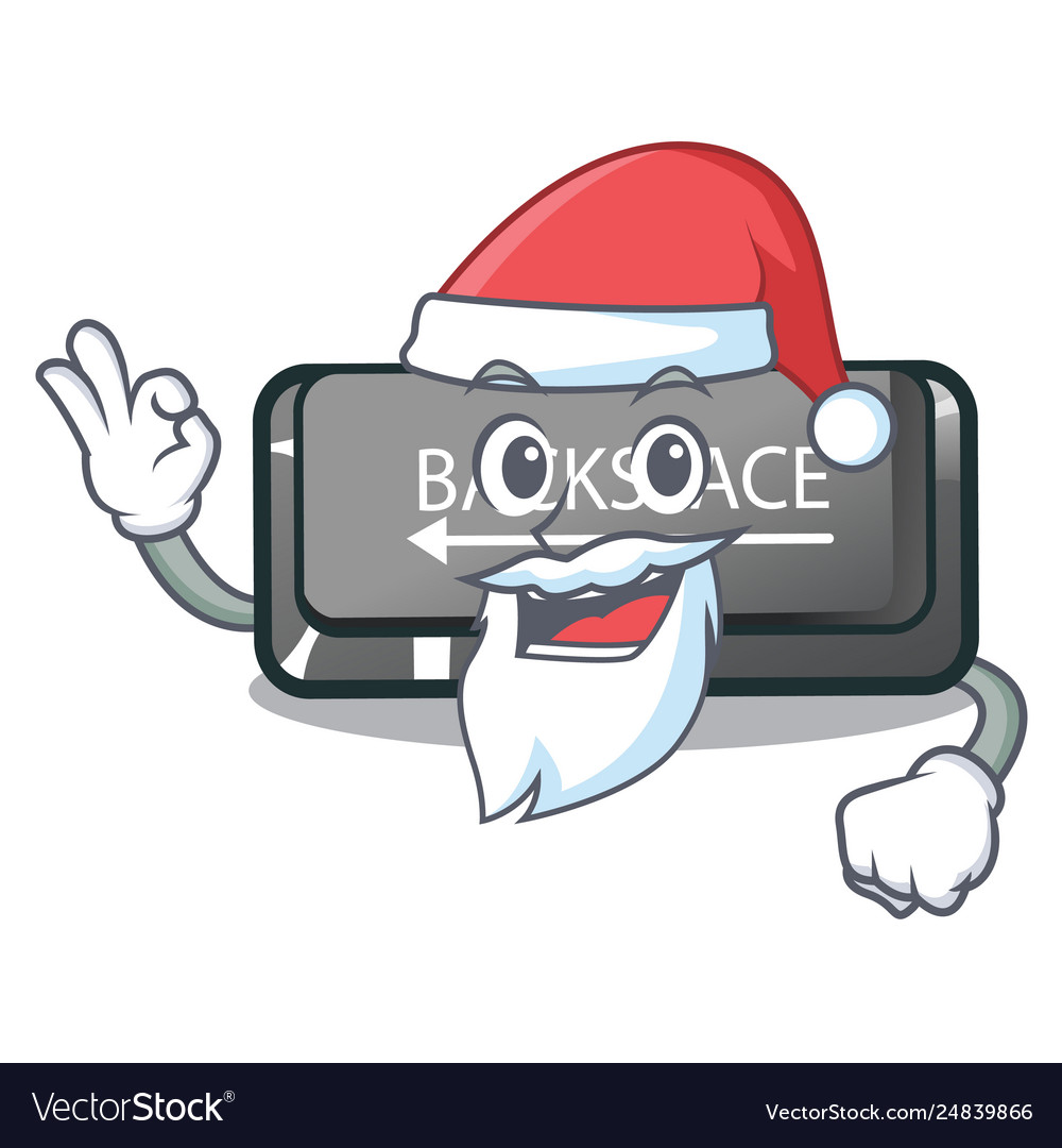 Santa backspace button on a computer character
