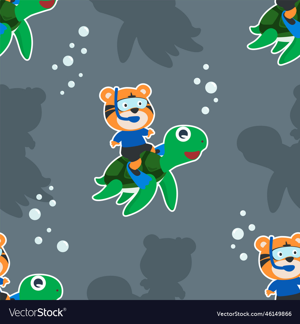 Seamless pattern texture with little turtle