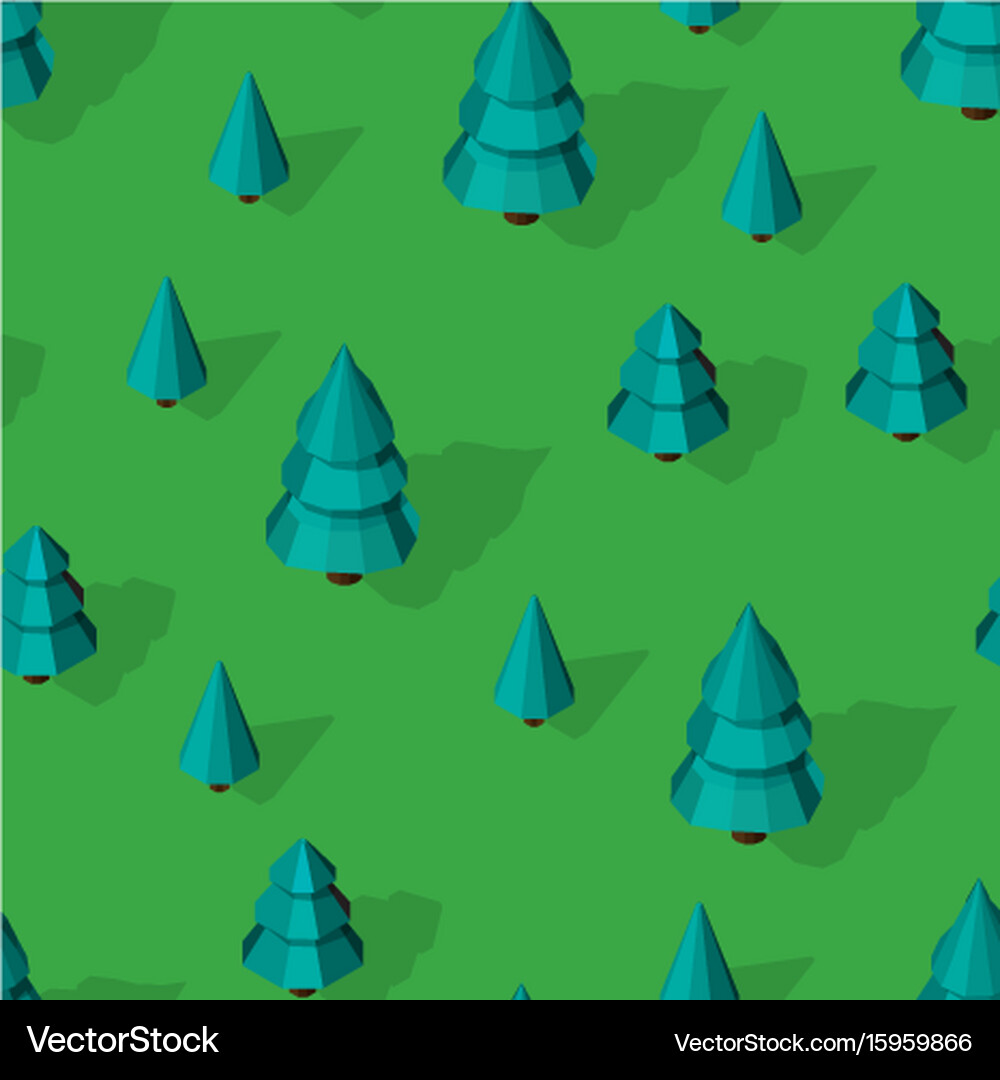 Seamless pattern with isometric trees Royalty Free Vector