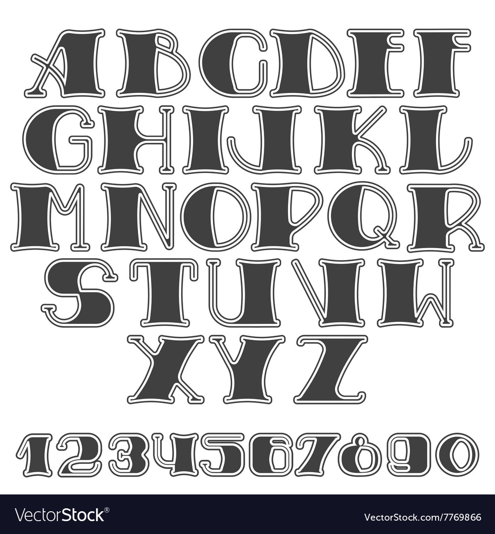 Set of letters and numbers
