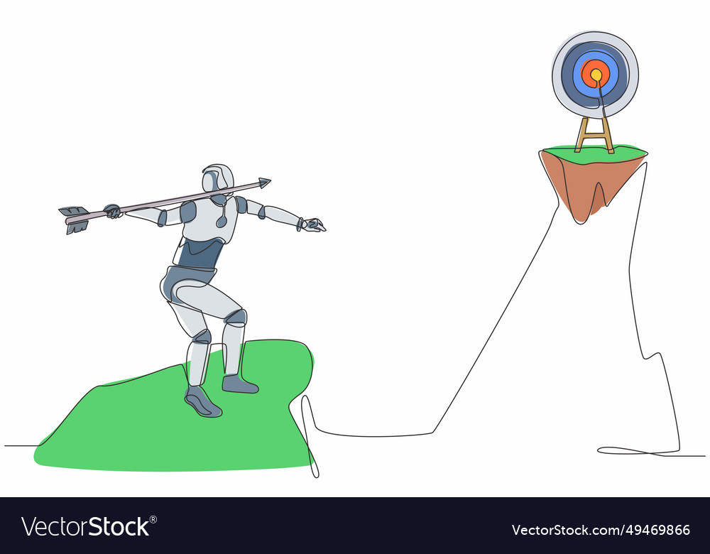 Single continuous line drawing robot standing