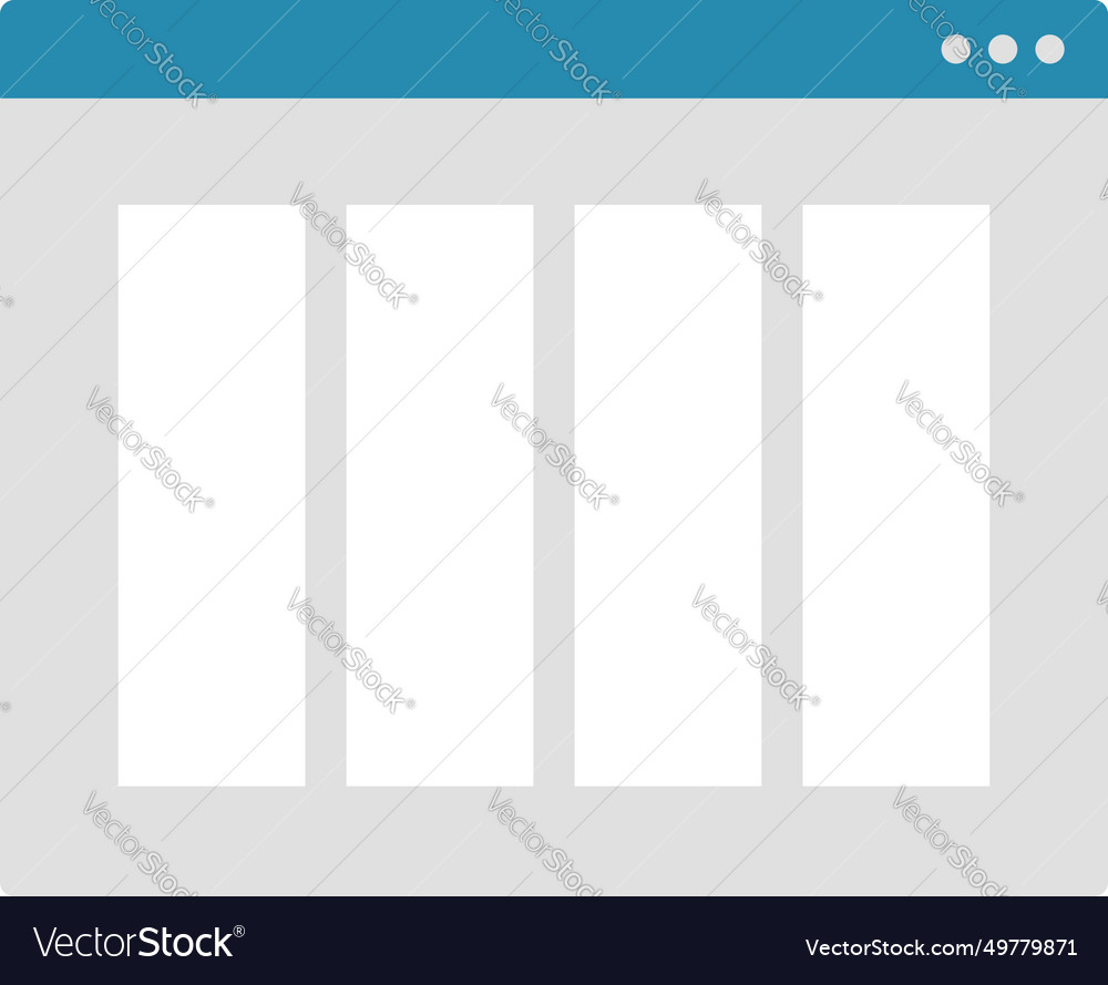 4 column flat website prototype icon pictogram