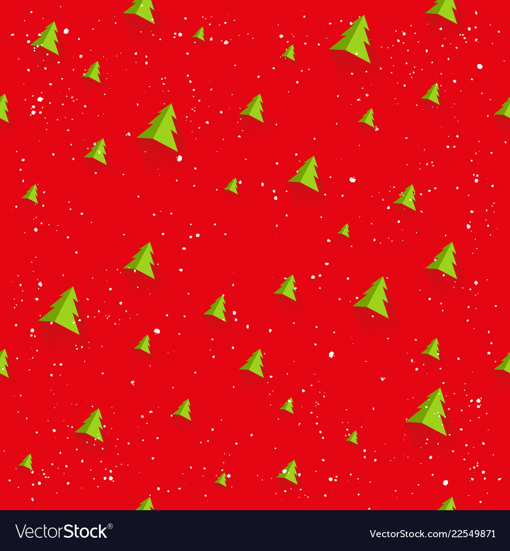 Christmas tree seamless pattern red flat snow