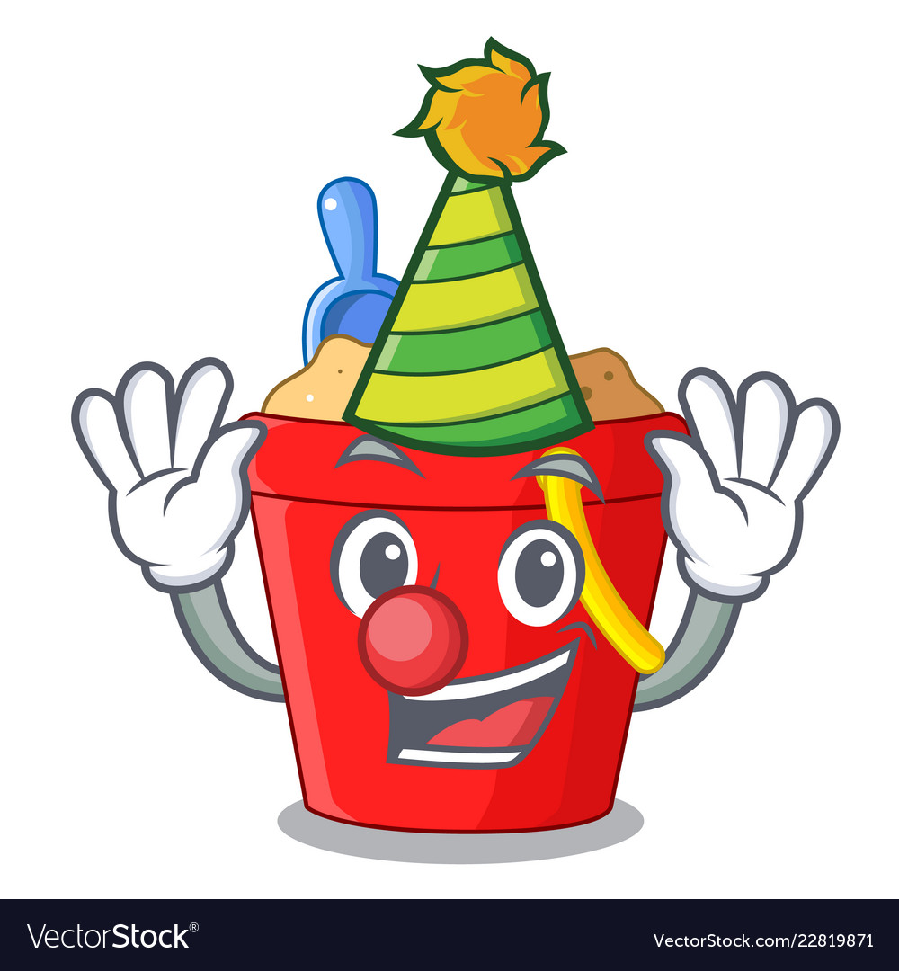 Clown beach bucket in string shape mascot
