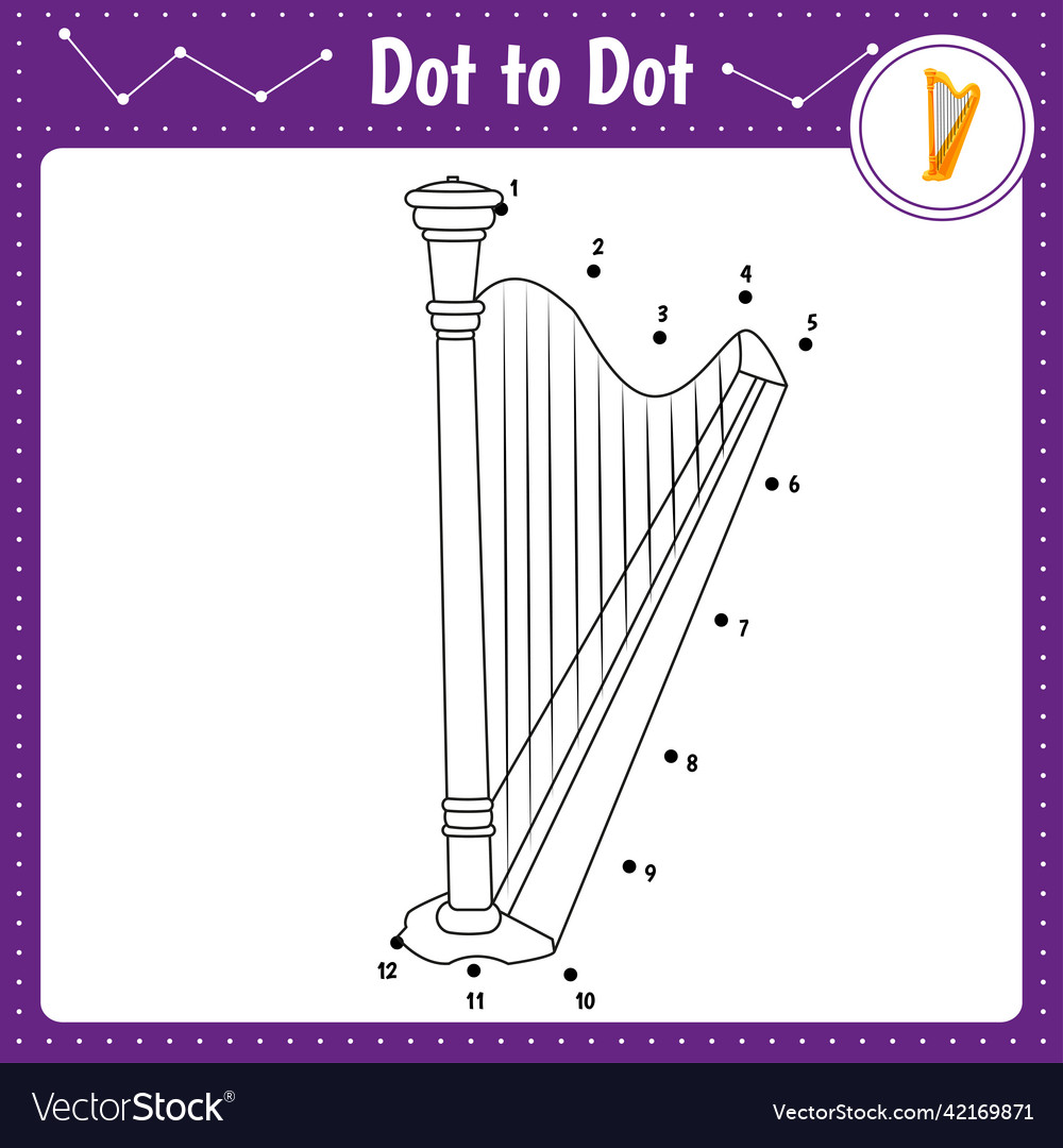 Connect the dots harp vector image Connect the dots harp
