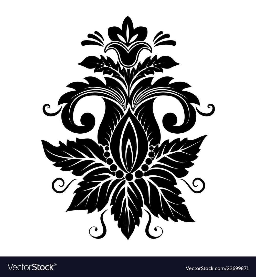 Damask element isolated central vector image Damask element isolated central
