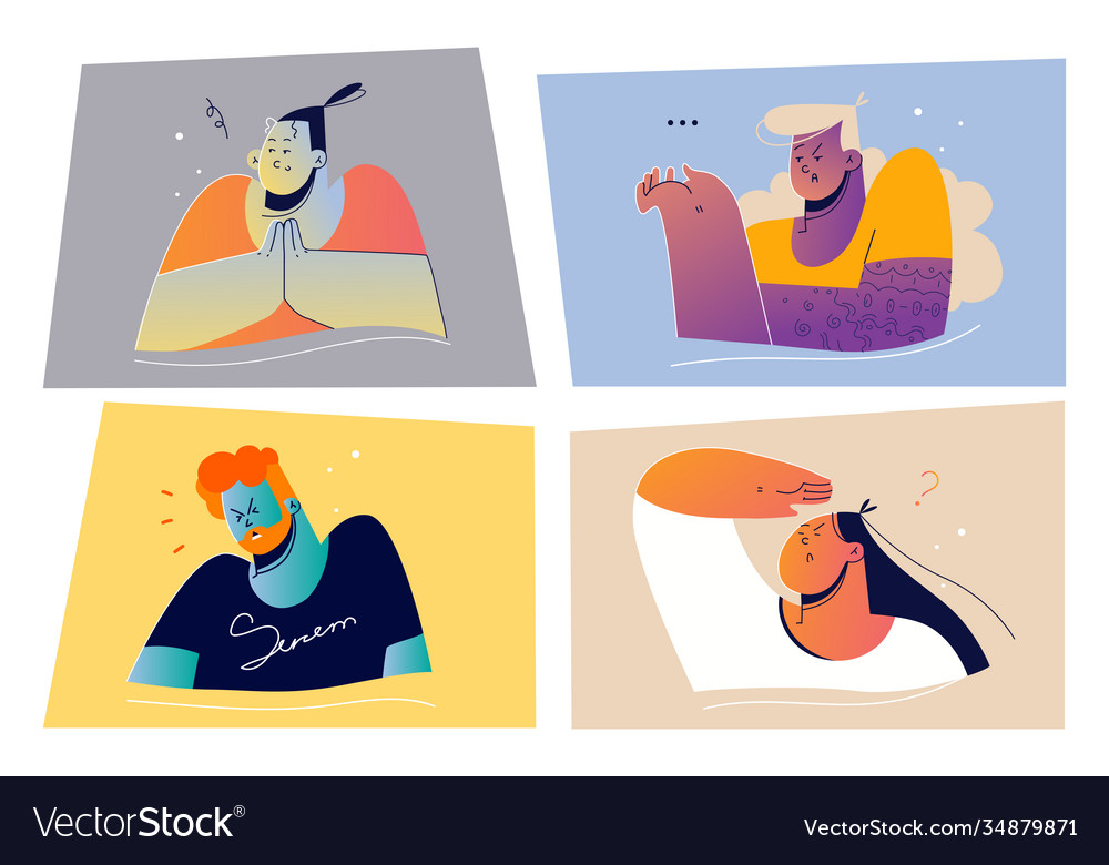 Emotion face expression print set concept Vector Image Emotion face expression print set concept