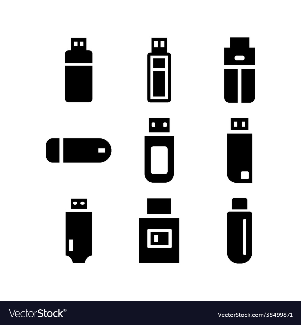 Flash disk icon set vector image Flash disk icon set