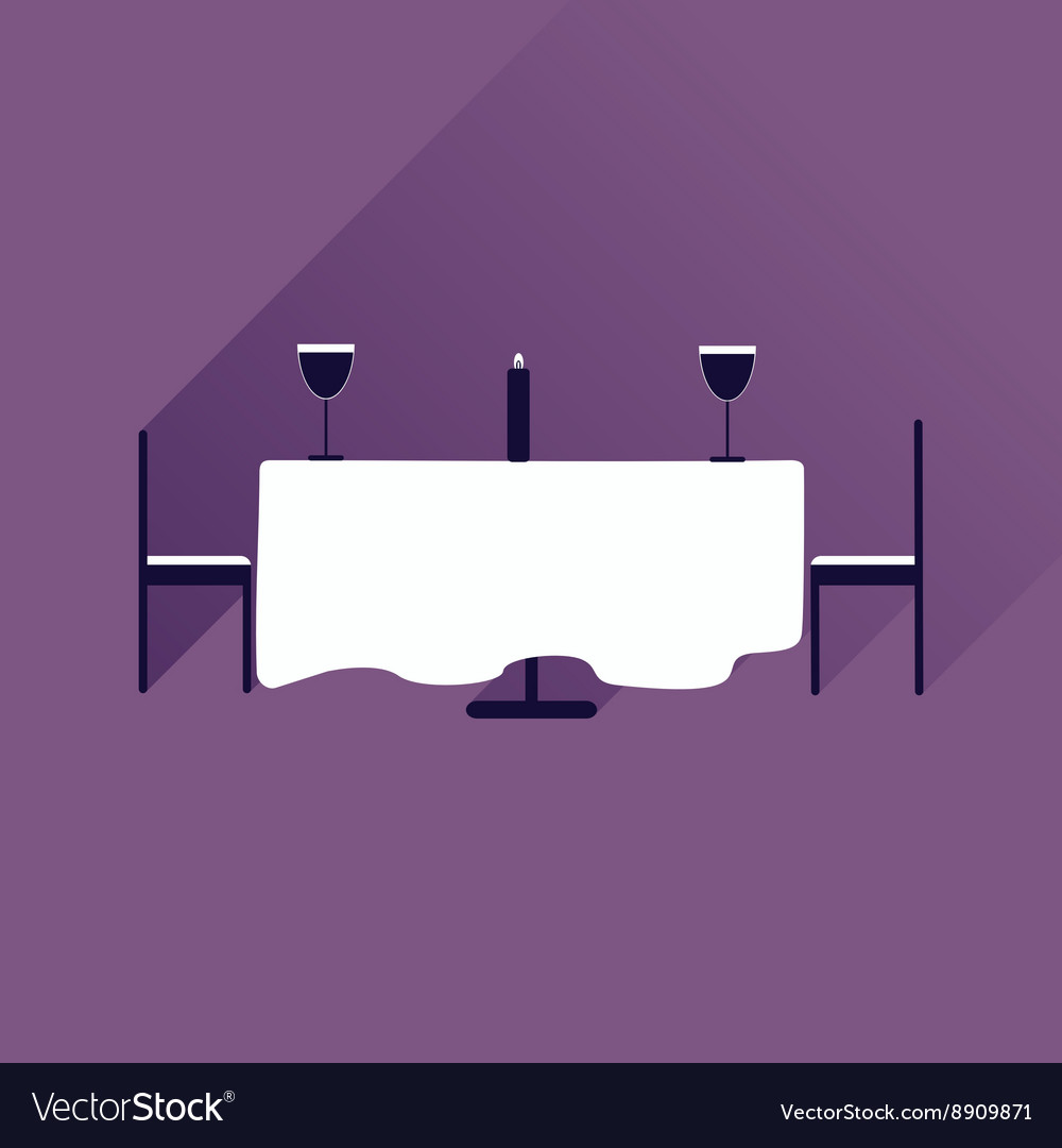 Flat web icon with long shadow romantic dinner