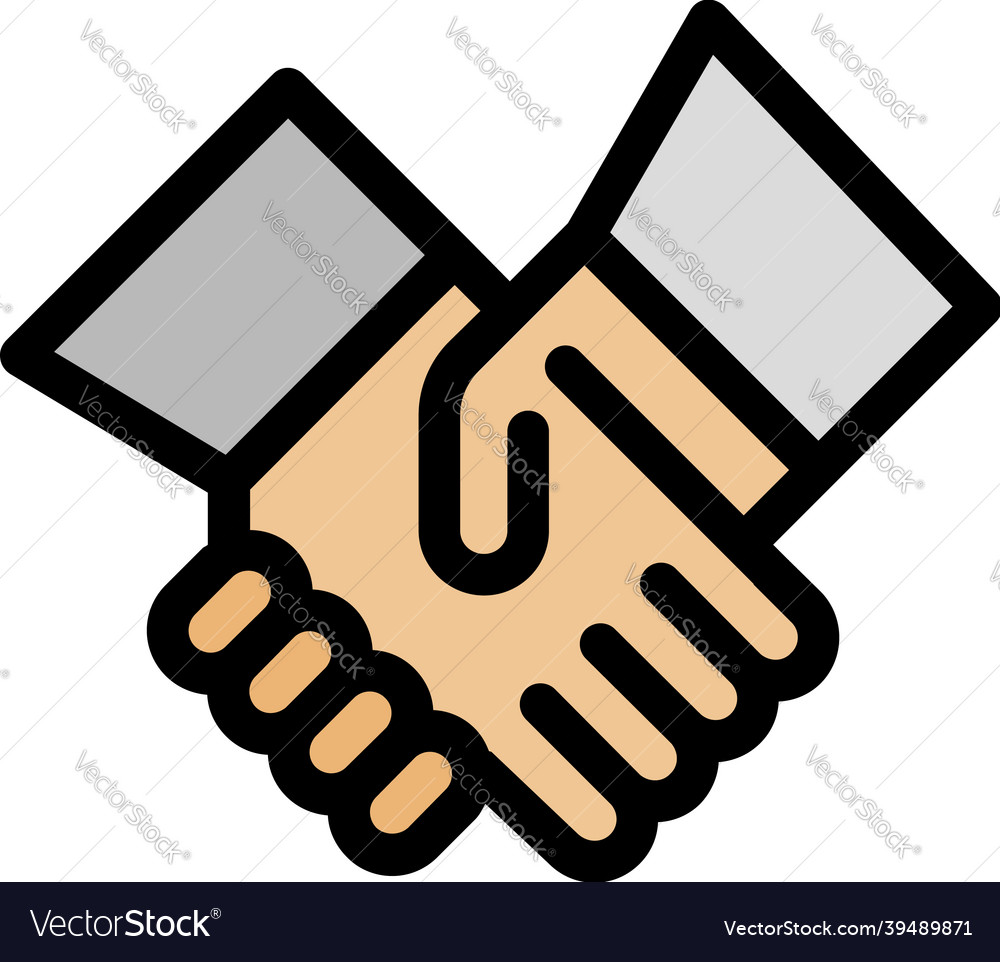 Handshake icon color outline Royalty Free Vector Image