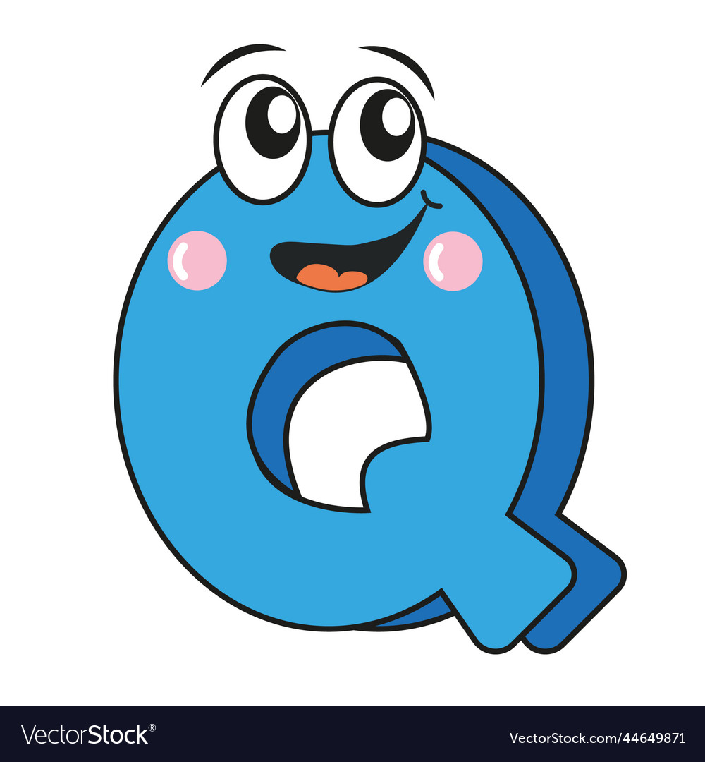 Happy cute letter q Royalty Free Vector Image - VectorStock