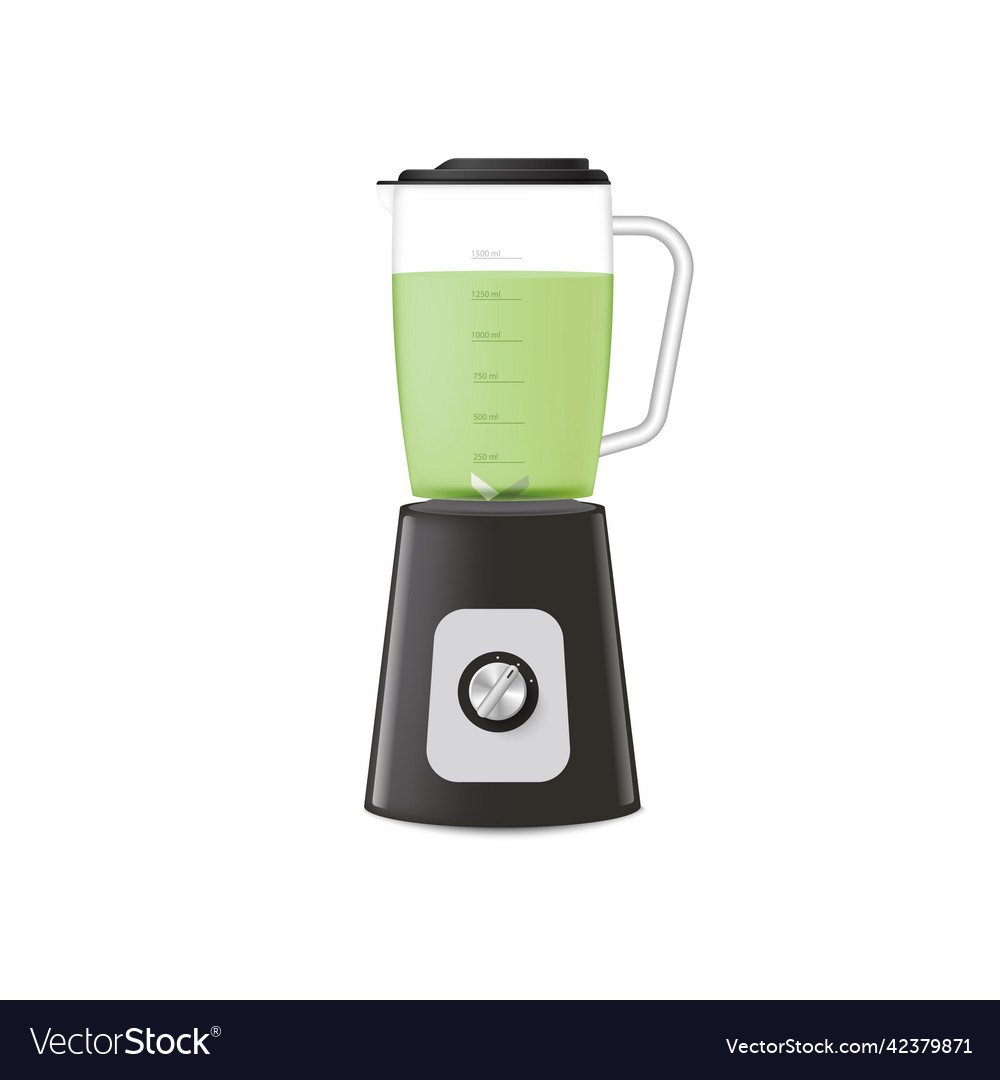 Kitchen blender with drink or smoothie in bowl