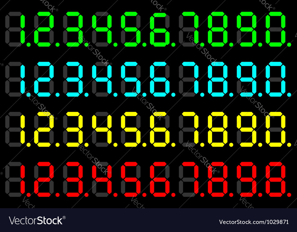 LED digits Royalty Free Vector Image - VectorStock