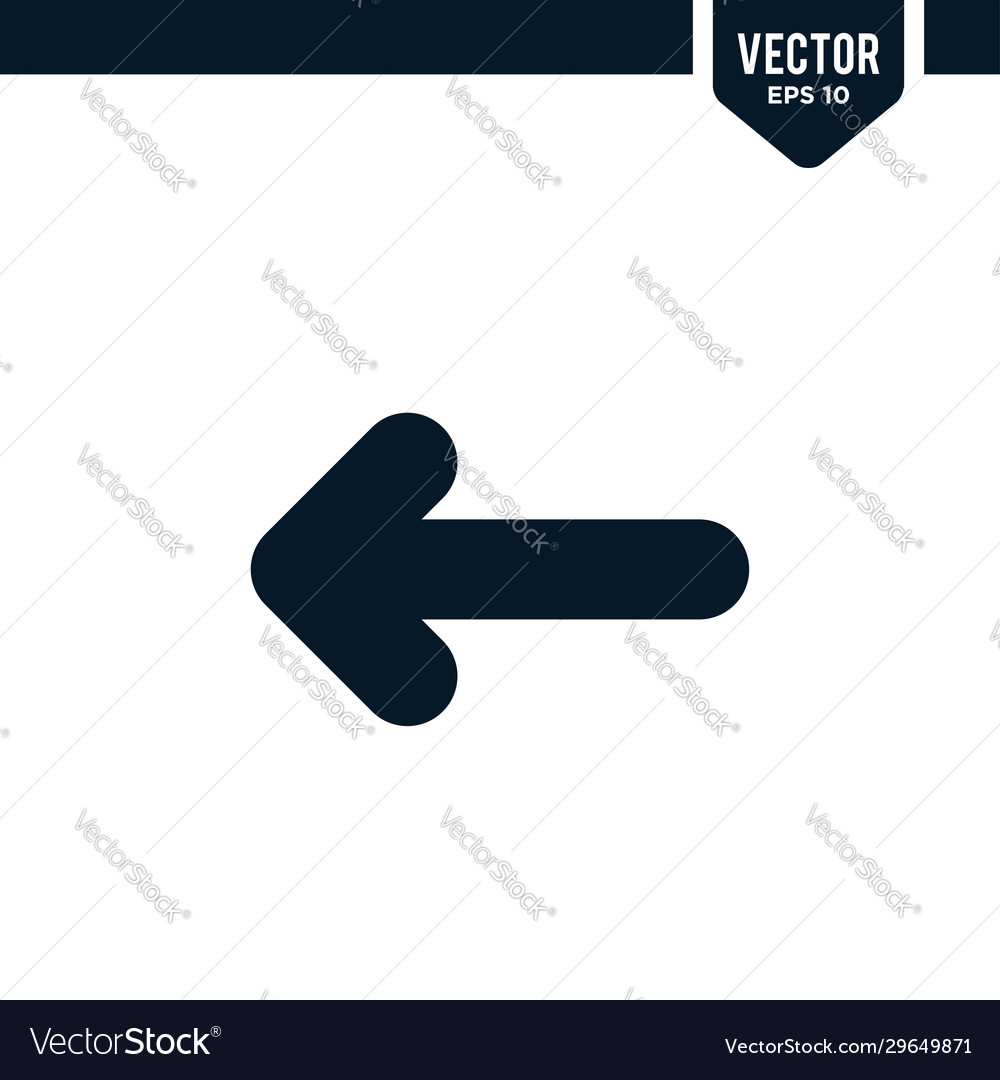 Left direction arrow icon collection in solid vector image Left direction arrow icon collection in solid