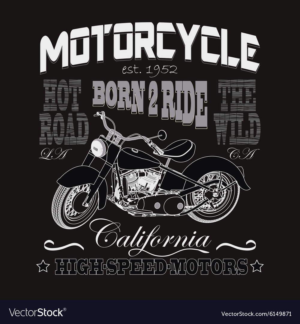 Motorcycle racing typography california motors Vector Image