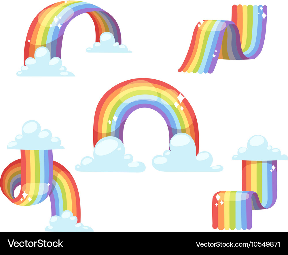 Rainbow set isolated Royalty Free Vector Image