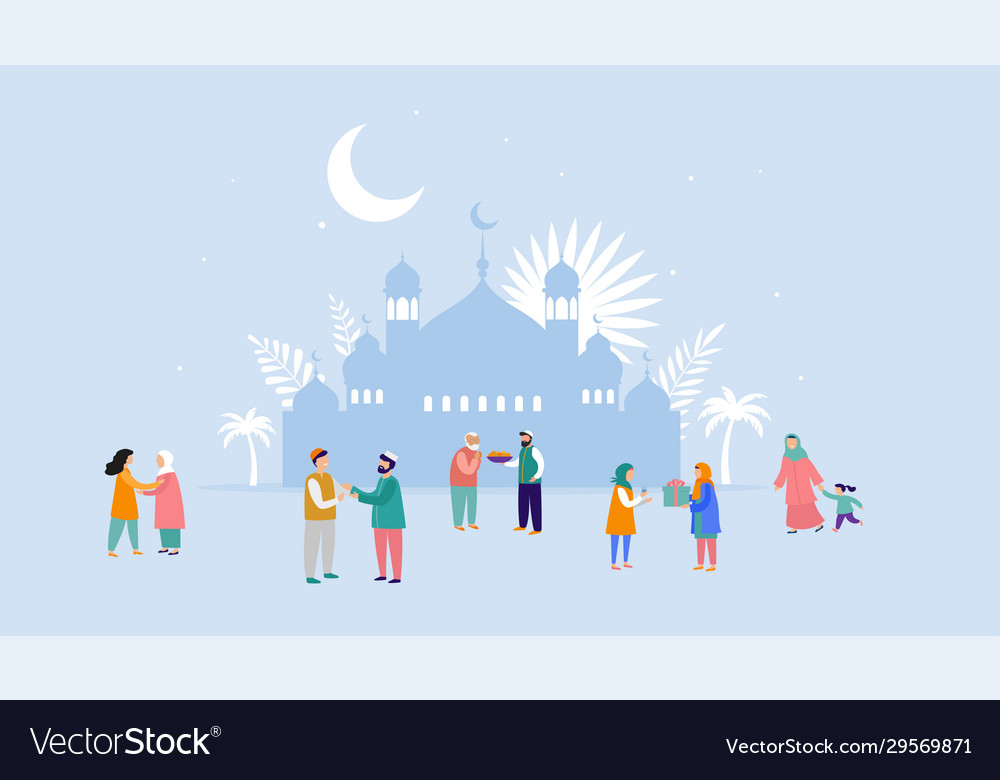 Ramadan kareem eid mubarak greeting card and Vector Image