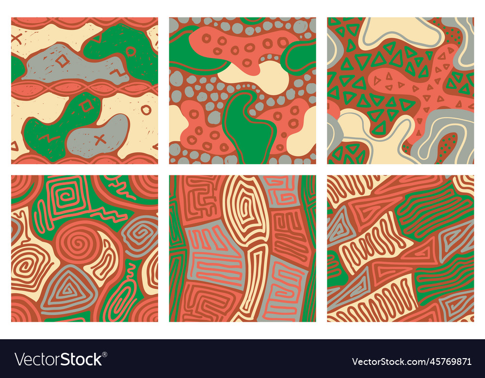 Randomly drawn seamless patterns set abstract vector image Randomly drawn seamless patterns set abstract